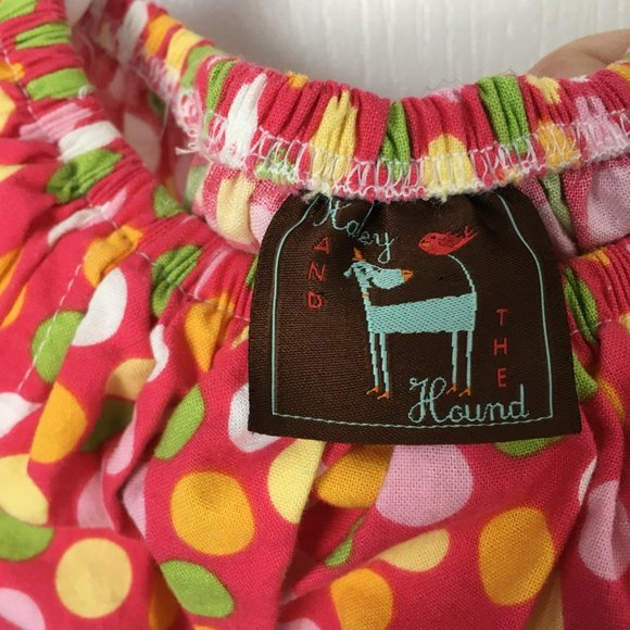 Hayley and the Hound Dress 3T Polka Dot Short Sleeve Sundress Pink Green Yellow - Picture 4 of 7